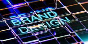 An open-source image obtained from Unsplash with a modernistic background and the text, "Brand Design".