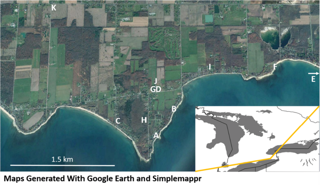 Location of residences where groundwater samples were collected for lab testing.