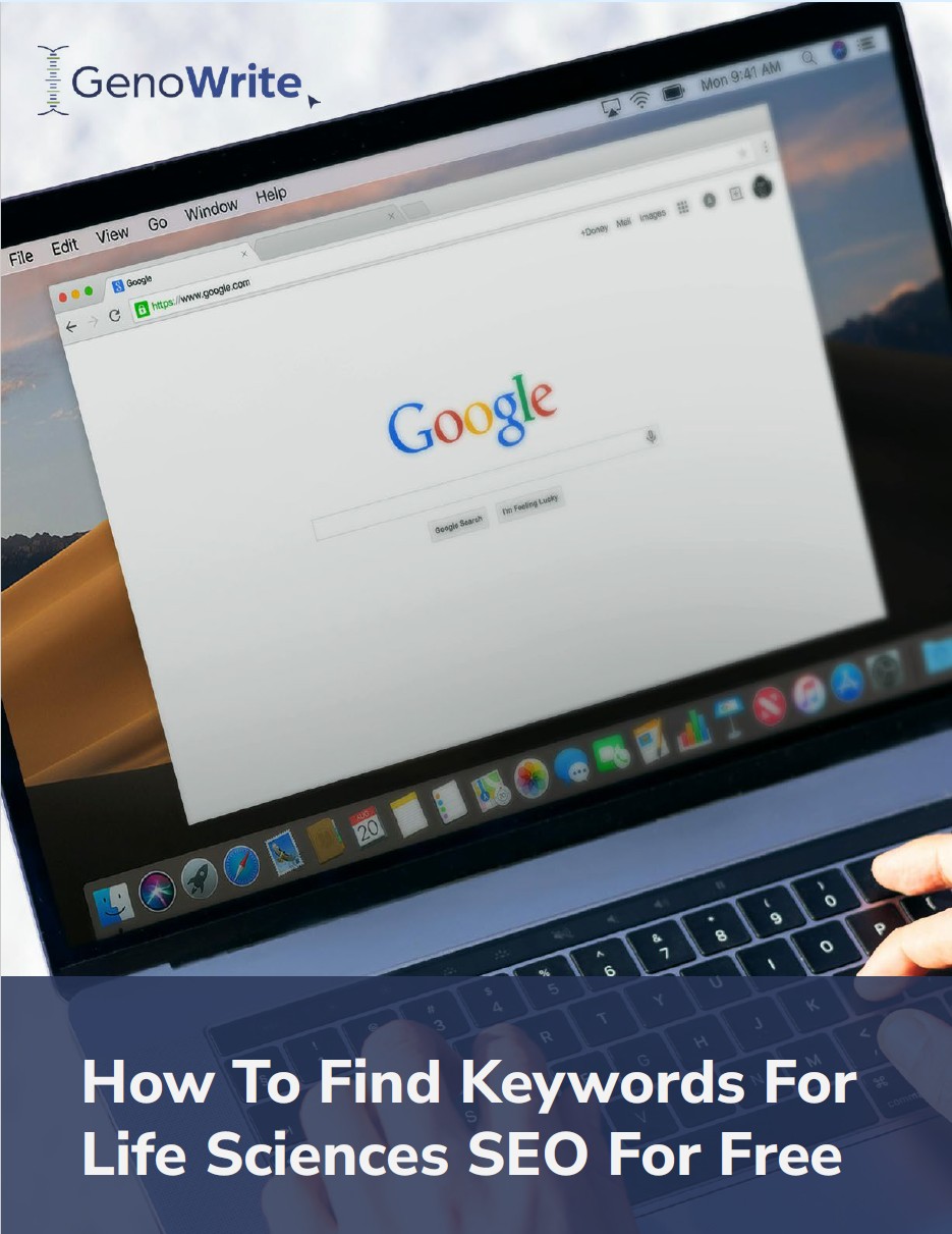 Cover of free guide keyword search for life sciences SEO