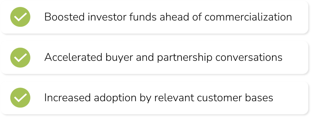 Three of the outcomes of offering commercial and clinical relevance to technological features and scientific data