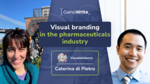 Intro thumbnail highlighting the interviewee Caterina di Pietro's visual comms expertise in pharma